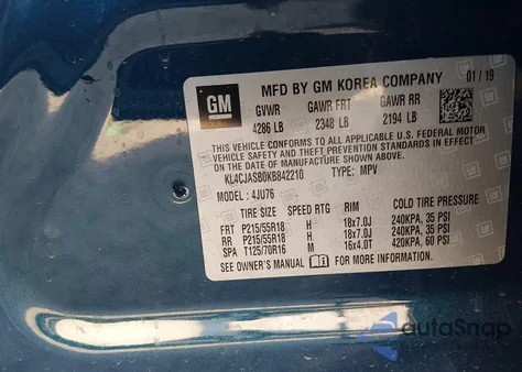 2019 Buick Encore Fwd Preferred из США, поврежденный, VIN KL4CJASB0KB842210